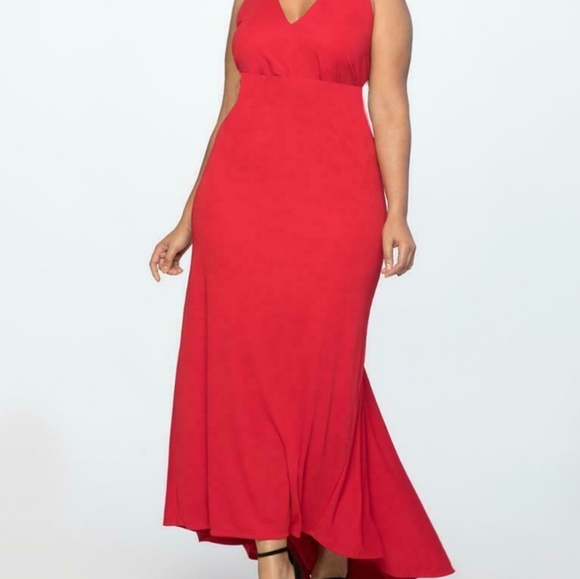 SIZE 24 ELOQUII RED DEEP V FRONT & BACK EVENING GO - Picture 3 of 4